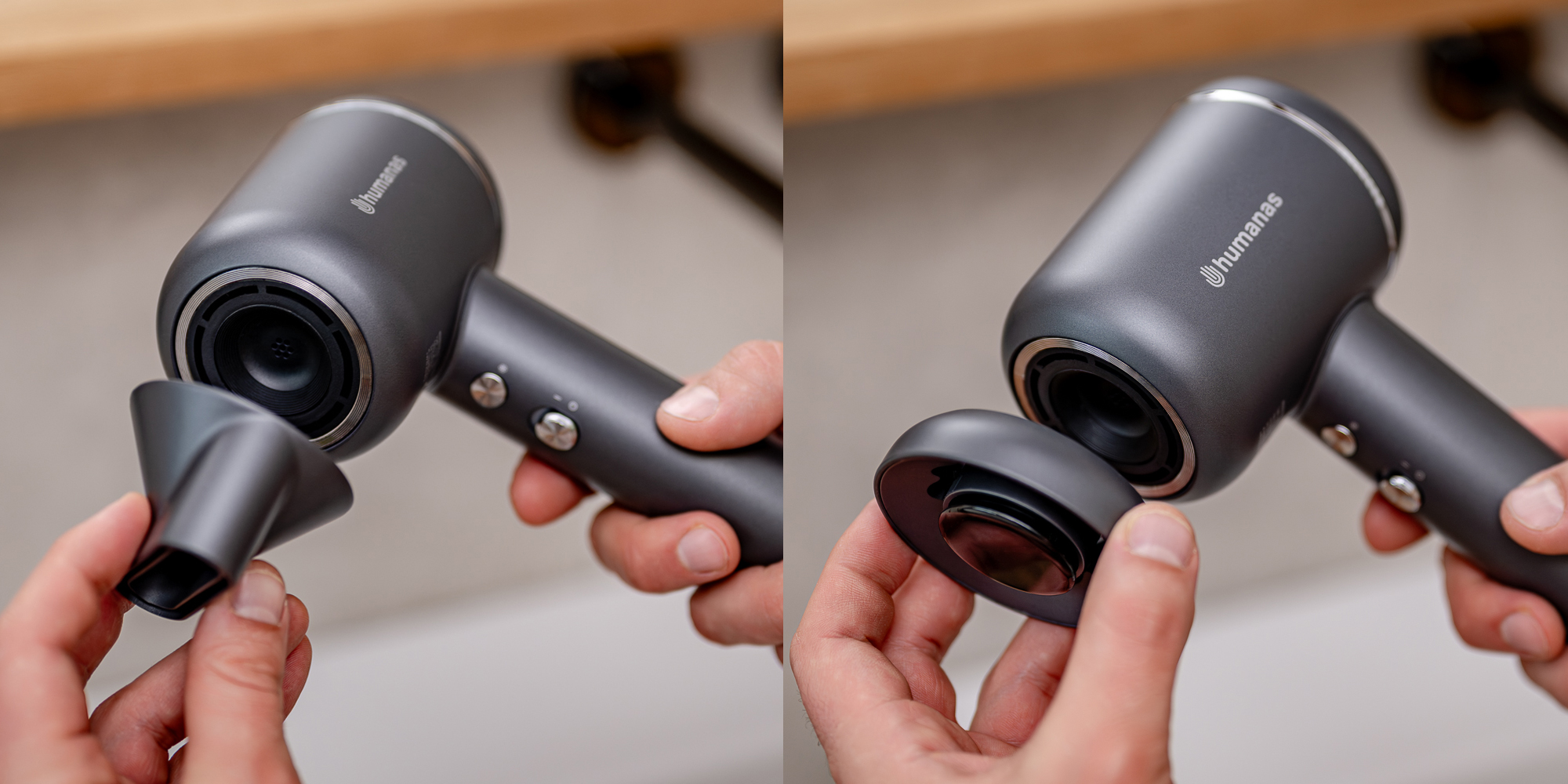 width=100% Suszarka do włosów z funkcją jonizowania Humanas AirTouch HD-AT06 - szara